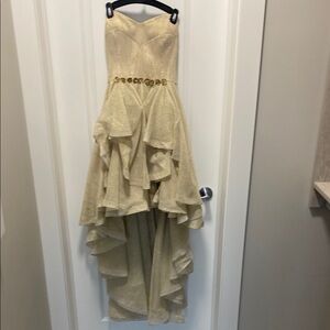 Elegant Gold High-Low Dress